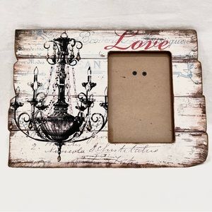 Wilco Vintage Wooden Crystal Chandelier 5X7 Picture Frame